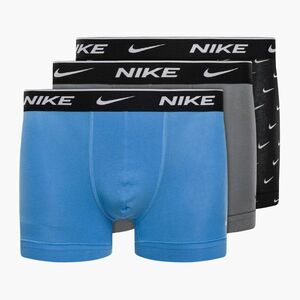 Férfi boxeralsó Nike Everyday Cotton Stretch Trunk 3Pk UB1 swoosh nyomtatás/szürke/uni kék kép