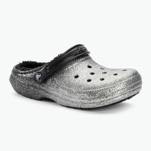 Crocs Classic Glitter bélelt Clog fekete/ezüst flip-flopok kép