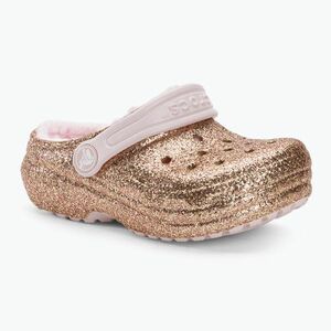 Crocs Classic Lined Glitter Clog arany/csekély rózsaszín gyermek flip-flopok kép