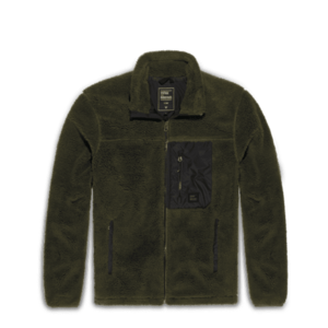 Vintage Industries Kodi bélelt sherpa fleece kapucnis pulóver, sötét olajzöld színű kép