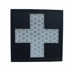 WARAGOD FELVARRÓ Reflective Fabric Cross Medic Patch Black and White kép