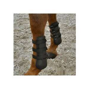 HB 120 Bőr ínvédő csizma dupla tépőzárral fekete teljes ló lábvédelem kép