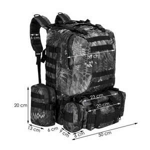 Springos Vízálló túra hátizsák, fekete-szürke, 50L-es kryptek kép
