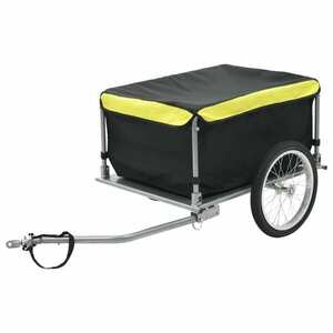 vidaXL fekete és sárga kerékpár-utánfutó 65 kg kép