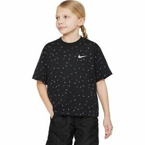 Nike SPORTSWEAR BOXY SWOOSH Lány póló, fekete, veľkosť L kép