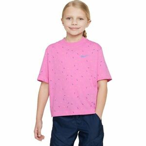Nike SPORTSWEAR BOXY SWOOSH Lány póló, rózsaszín, veľkosť M kép
