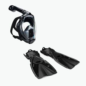 AQUASTIC fekete snorkeling szett Fullface Maszk + Uszony SMFA-01SC kép