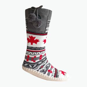 Glovii GQ4 fehér/piros/szürke fűthető papucs zoknival kép