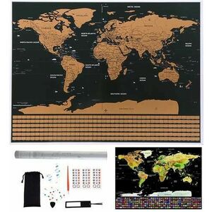 Világtérkép - kaparós térkép zászlókkal + kiegészítők kép