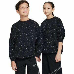 Nike NSW ICON FLC CREW LOGO PRNT Gyerek sportpulóver, fekete, méret kép