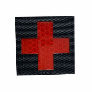 WARAGOD FELVARRÓ Reflective Fabric Cross Medic Patch Black and Red kép