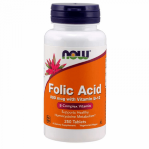 Folsav 800 mcg + B12-vitamin - NOW Foods kép