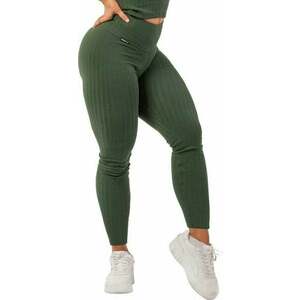 Nebbia Organic Cotton Ribbed High-Waist Leggings Dark Green M Fitness nadrág kép