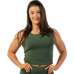 Nebbia Organic Cotton Ribbed Tank Top Dark Green S Fitness póló kép