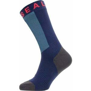 Sealskinz Waterproof Warm Weather Mid Length Sock With Hydrostop Navy Blue/Grey/Red XL Kerékpáros zoknik kép