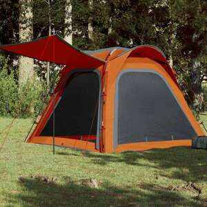 vidaXL 185T Taffeta 4-személyes szürke-narancs sátor 240x221x160 cm kép