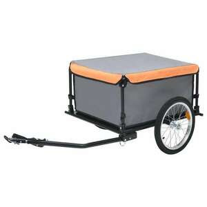vidaXL szürke-narancssárga kerékpár-utánfutó 65 kg kép