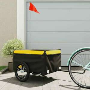 vidaXL fekete-citromsárga vas teherszállító kerékpár utánfutó 45 kg kép