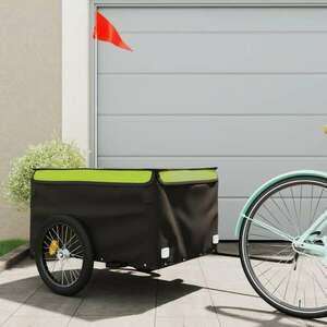 vidaXL fekete-zöld vas teherszállító kerékpár utánfutó 45 kg kép