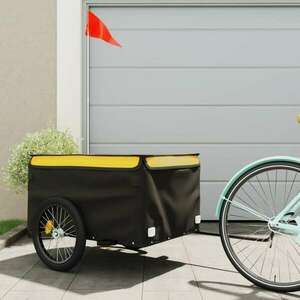 vidaXL fekete-citromsárga vas teherszállító kerékpár utánfutó 45 kg kép