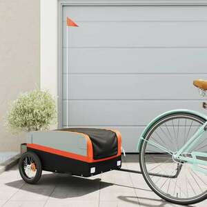 vidaXL fekete-narancssárga teherszállító kerékpár utánfutó 30 kg kép