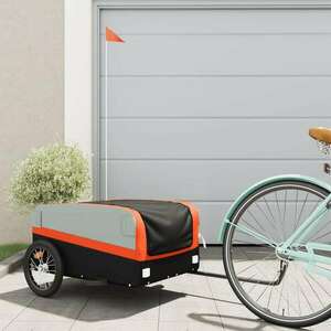 vidaXL fekete-narancssárga vas kerékpár utánfutó 45 kg kép