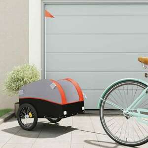 vidaXL fekete-narancssárga vas kerékpár utánfutó 30 kg kép
