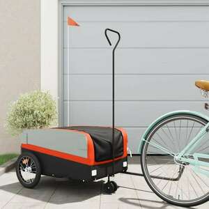 vidaXL fekete-narancssárga vas kerékpár utánfutó 45 kg kép