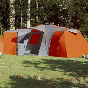 vidaXL 185T Taffeta 12-személyes szürke-narancs sátor 840x720x200 cm kép