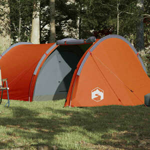 vidaXL 185T Taffeta 4-személyes szürke-narancs sátor 405x170x106 cm kép