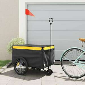 vidaXL fekete-sárga vas kerékpár-utánfutó 45 kg kép