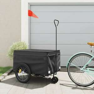vidaXL fekete vas kerékpár-utánfutó 45 kg kép