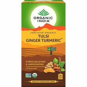 Tulsi TURMERIC GINGER Kurkuma Gyömbér, filteres bio tea, 25 filter - Organic India kép