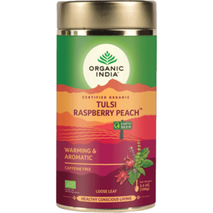 Tulsi RASPBERRY PEACH Málna Őszibarack, szálas bio tea, 100g - Organic India kép