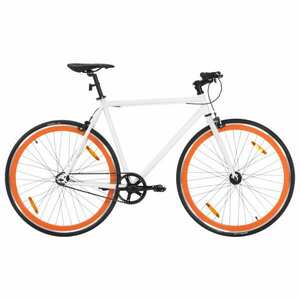 vidaXL fehér és narancssárga örökhajtós kerékpár 700c 55 cm kép