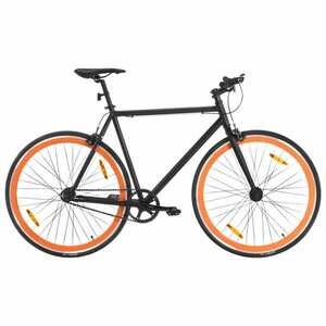 vidaXL fekete és narancssárga örökhajtós kerékpár 700c 55 cm kép