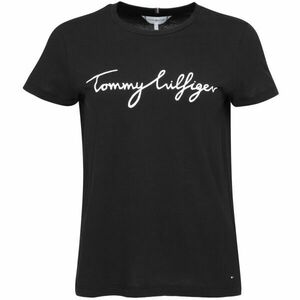 Tommy Hilfiger REG C-NK SIGNATURE TEE Női póló, fekete, méret kép