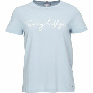 Tommy Hilfiger REG C-NK SIGNATURE TEE Női póló, világoskék, méret kép