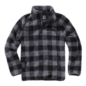 Brandit gyapjú kabát Teddyfleece Troyer, fekete/szürke kép