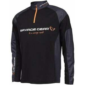 Savage Gear Horgászpóló Tournament Gear Shirt 1/2 Zip Fekete tinta S kép