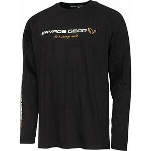 Savage Gear Horgászpóló Signature Logo Long Sleeve T-Shirt Black Caviar M kép