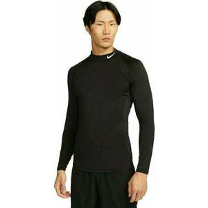 Nike Dri-Fit Fitness Mock-Neck Long-Sleeve Mens Top Black/White 2XL Fitness póló kép