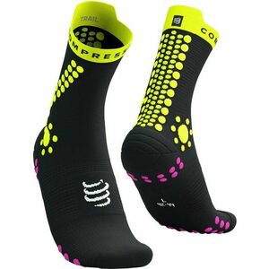Compressport Pro Racing Socks V4.0 Trail Black/Safety Yellow/Neon Pink T2 Futózoknik kép