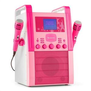 Auna KA8P-V2 PK karaoke renszer CD lejátszóval, AUX, 2 mikrofon, rózsaszín kép