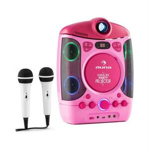 Auna Kara Projectura karaoke rendszer projektorral, LED fény show, rózsaszín kép