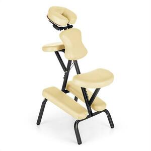 KLARFIT MS 300 masszázs szék, tetováló szék, 120 kg, szállítótáska, bézs kép