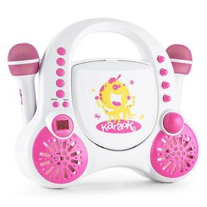 Auna Rockpocket-A WH gyerek karaoke rendszer, CD, AUX, 2 x mikrofon, tölthető akkumulátor, fehér kép