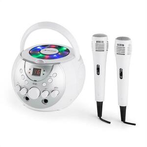 Auna SingSing, fehér, hordozható karaoke rendszer, LED, elemekkel üzemeltethető, 2 x mikrofon kép