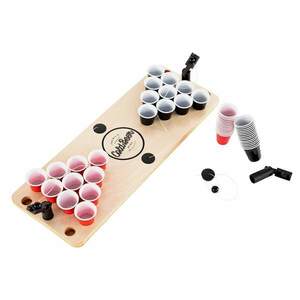 BeerCup Ace Mini Beer Pong, asztal, 25 fekete és piros pohár lövésekhez, 3 labdakilövő, 3 labdácska kép