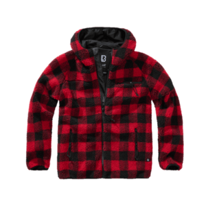 Brandit fleece kapucnis kabát Teddyfleece Worker, piros/fekete kép